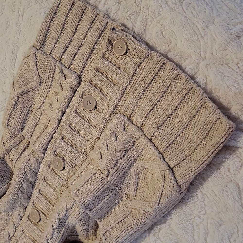 Ruff Hewn Beige Fireside Cuddle Up Cable Knit Cardigan - Picture 2 of 11